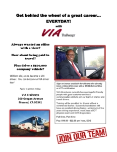 Via Adventures hiring notice for drivers.